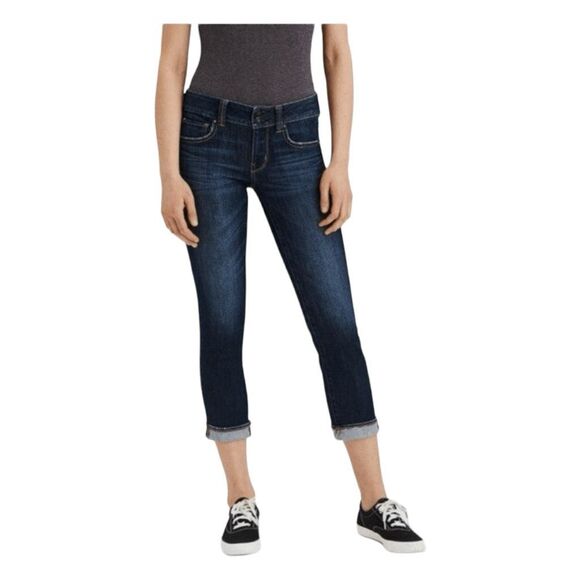 American Eagle Artist Crop Jeans Blue Medium Wash Denim Low Rise 0 - Picture 1 of 10